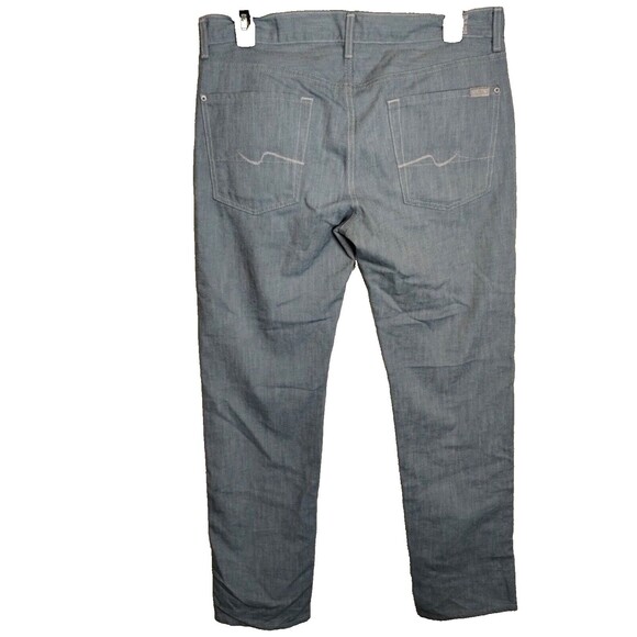 7 For All Mankind Slimmy Fit Blue/Grayish Jeans Mens 36x32 Flat Front Pants - Picture 9 of 11